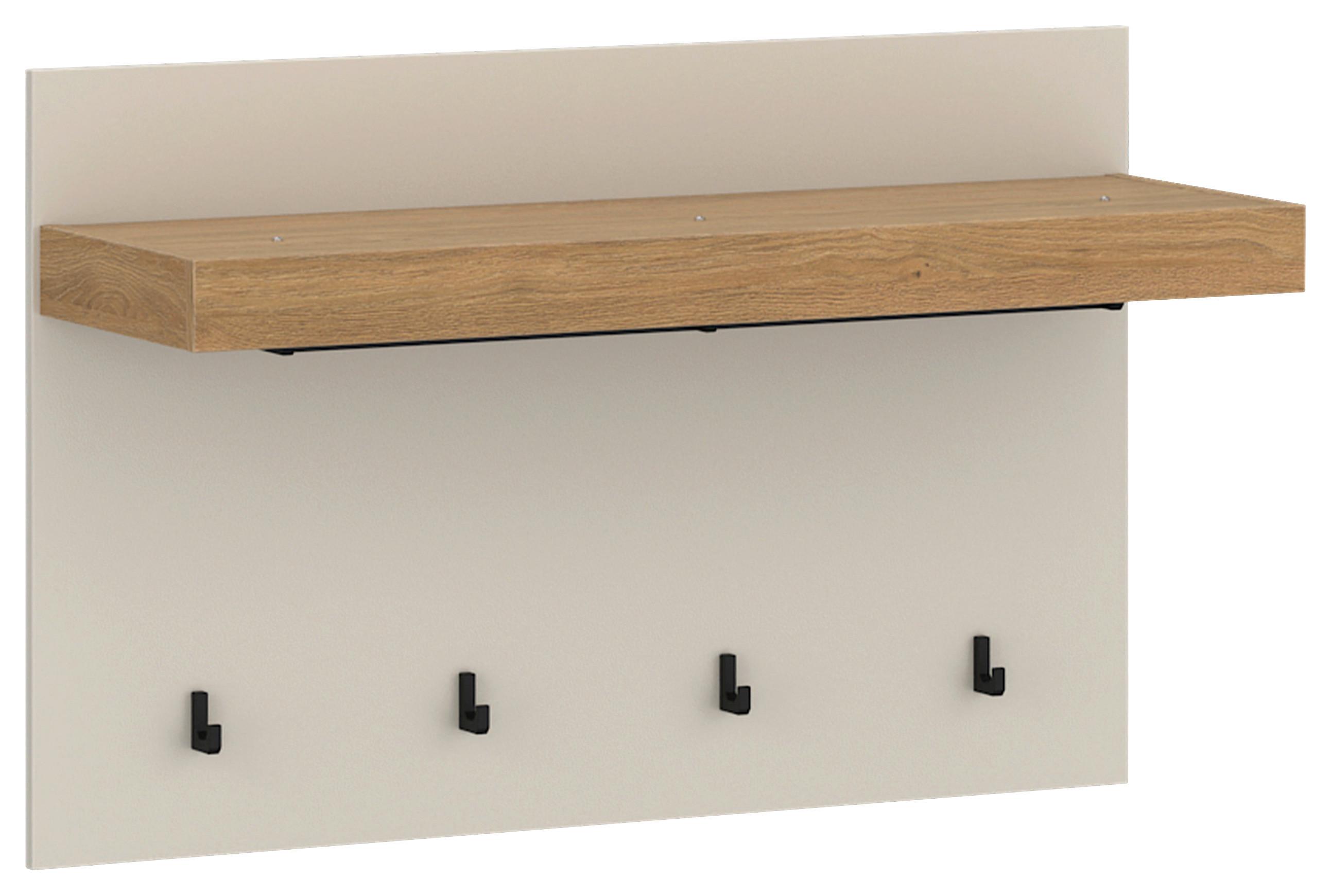 Garderobenpaneel Naxxar Eichefarben/kaschmir 94,2 Cm - Kaschmir/Eichefarben, Trend, Holzwerkstoff (94,2/62/34,6cm)