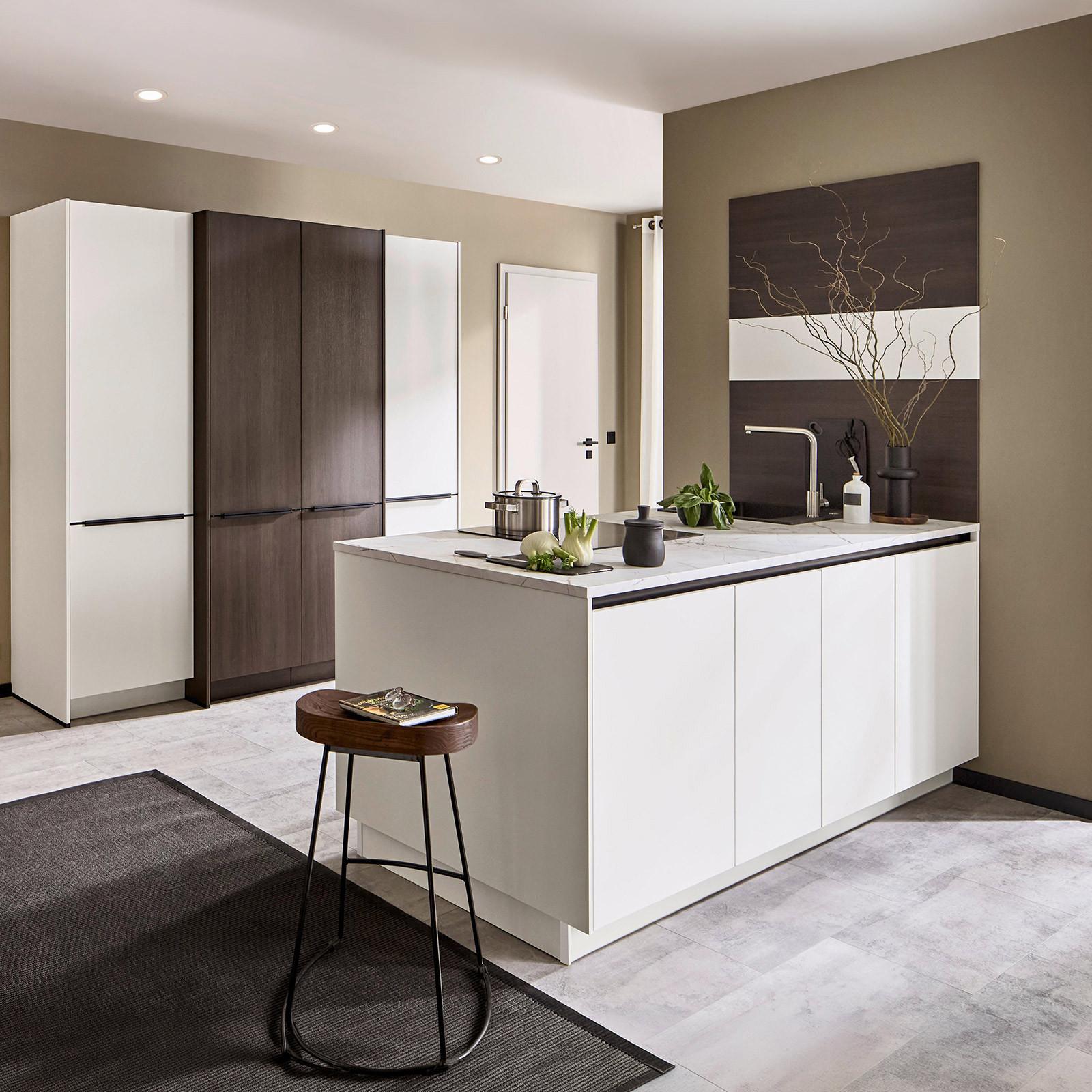 EINBAUKÜCHE IP 3150 - Nussbaumfarben/Weiß, MODERN, Holzwerkstoff (226,4cm) - Impuls