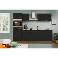 Küchenzeile mit Geräten B: 270 cm Schwarz/Eiche Dekor - Eichefarben/Schwarz, Design, Holzwerkstoff (270cm) - Respekta