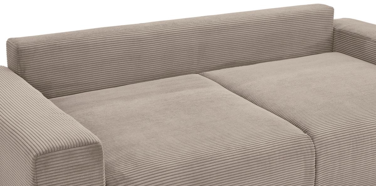 Schlafsofa Vouge Taupe Bettkasten, B: 255 Cm - Taupe/Buchefarben, KONVENTIONELL, Textil (255/86/123cm) - Livetastic