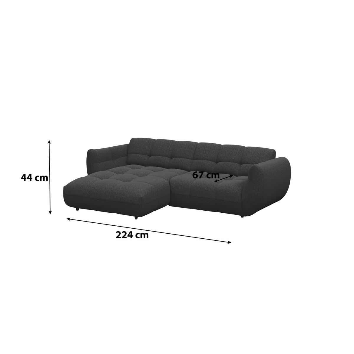Rohová sedačka PANDA, ľavá, tmavomodrá ženilka - čierna/tmavomodrá, Trend, textil/plast (178/280cm)