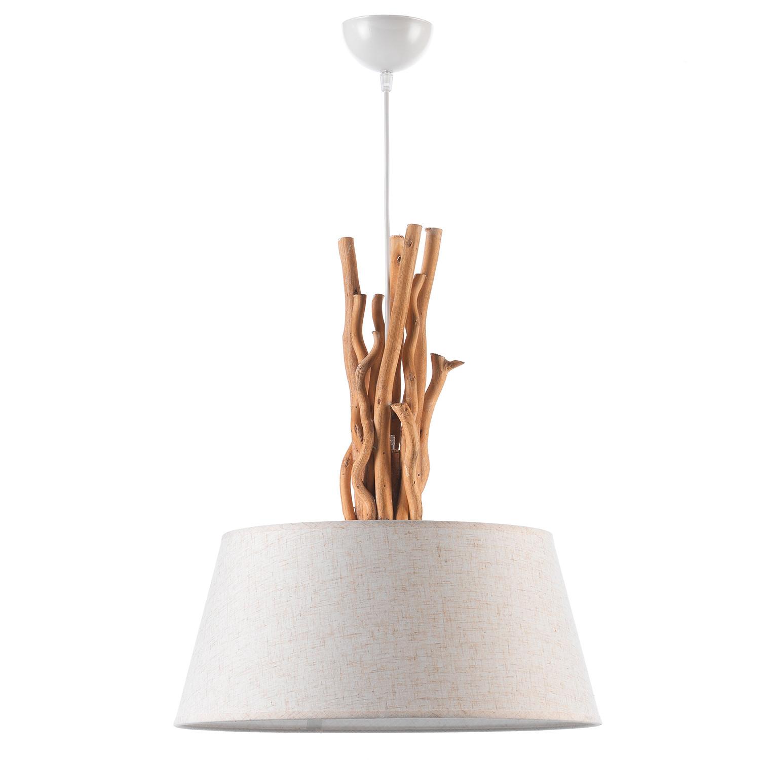 Hängeleuchte 5029/s - Hellbraun/Weiß, Natur, Holz/Textil (45/110cm)