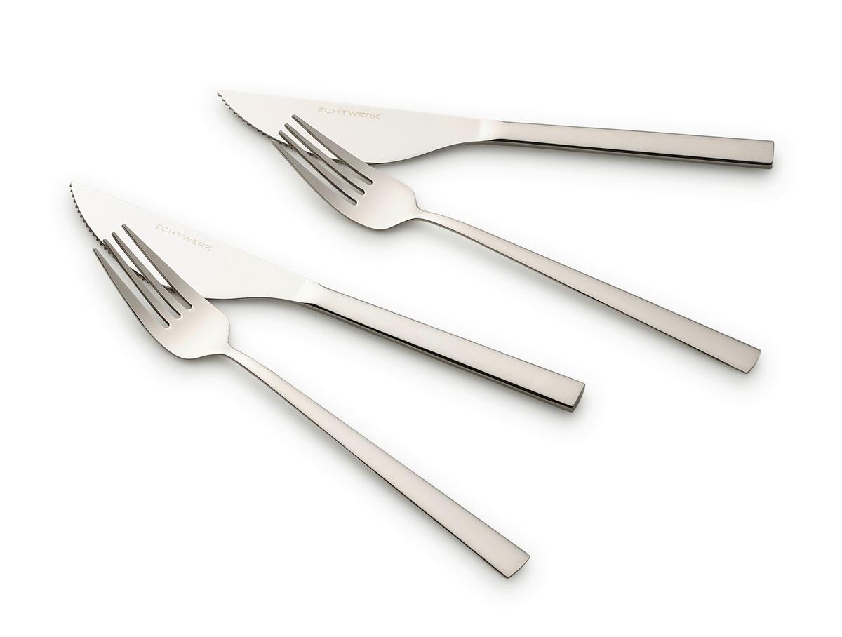 Pizzabesteckset 4-teilig Für 2 Personen - Silberfarben, Basics, Metall (23cm) - Echtwerk