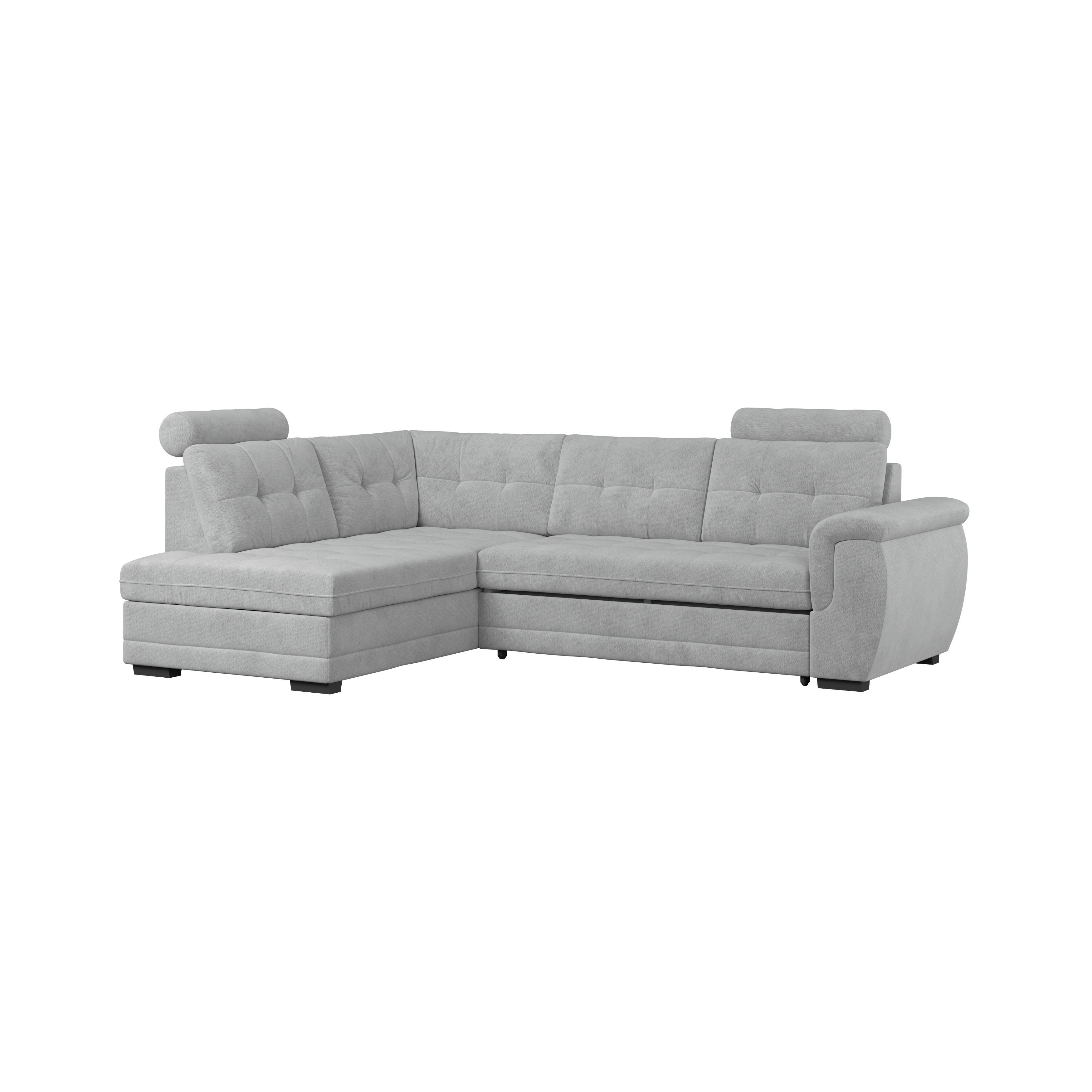 Ecksofa mit Schlaffunktion Falco new hellgrau 183x251 cm - Hellgrau/Schwarz, KONVENTIONELL, Textil (183/251cm) - Ondega