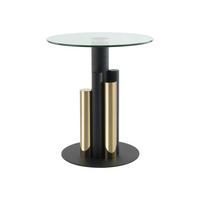 Beistelltisch mit Glasplatte Rund Ontario, Klar/Gold - Goldfarben, MODERN, Glas/Metall (46/46/52cm) - Kayoom