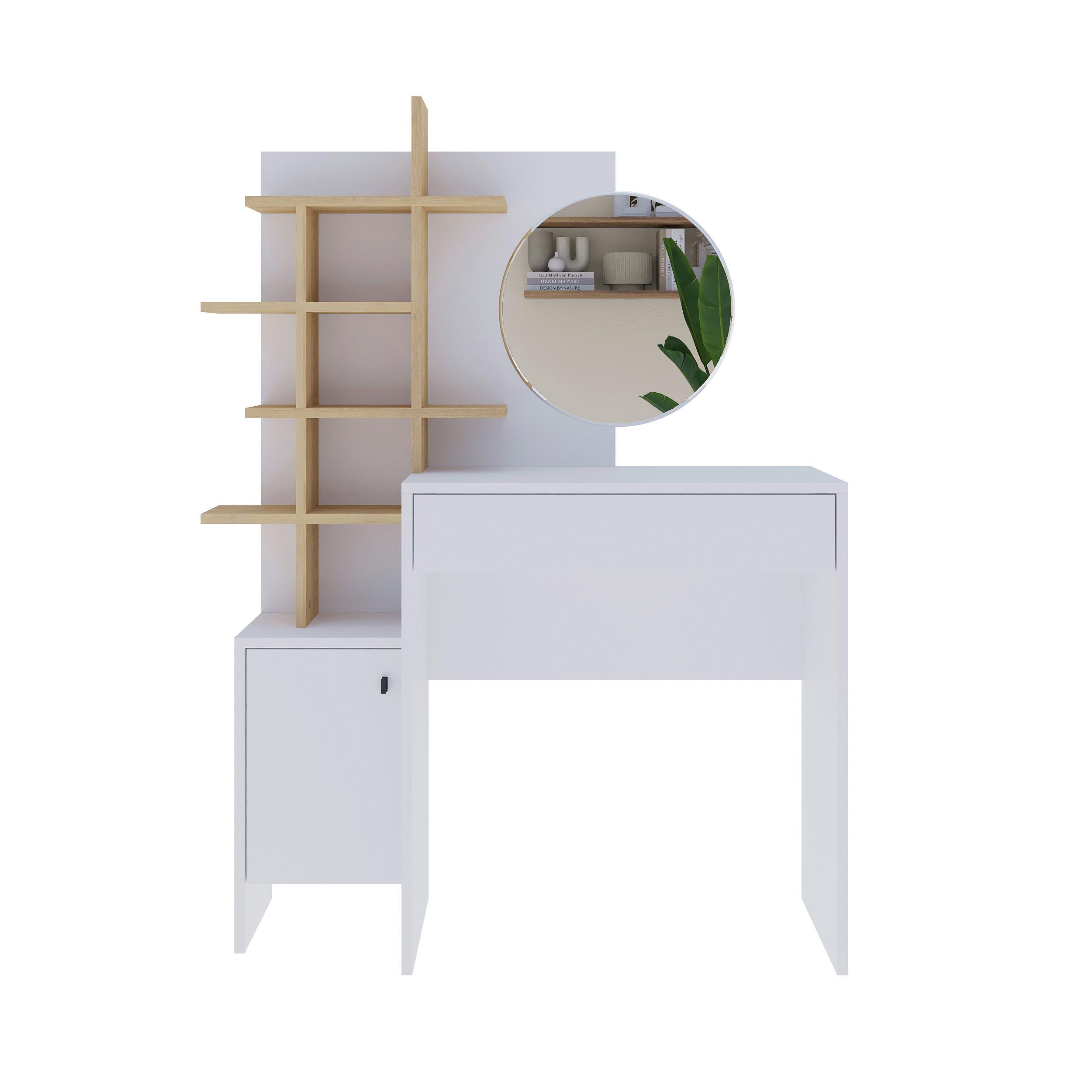 Schminktisch Mup Weiß/eichefarben B: 105 Cm - Eichefarben/Weiß, Design, Holzwerkstoff (105/35/151cm) - Livetastic