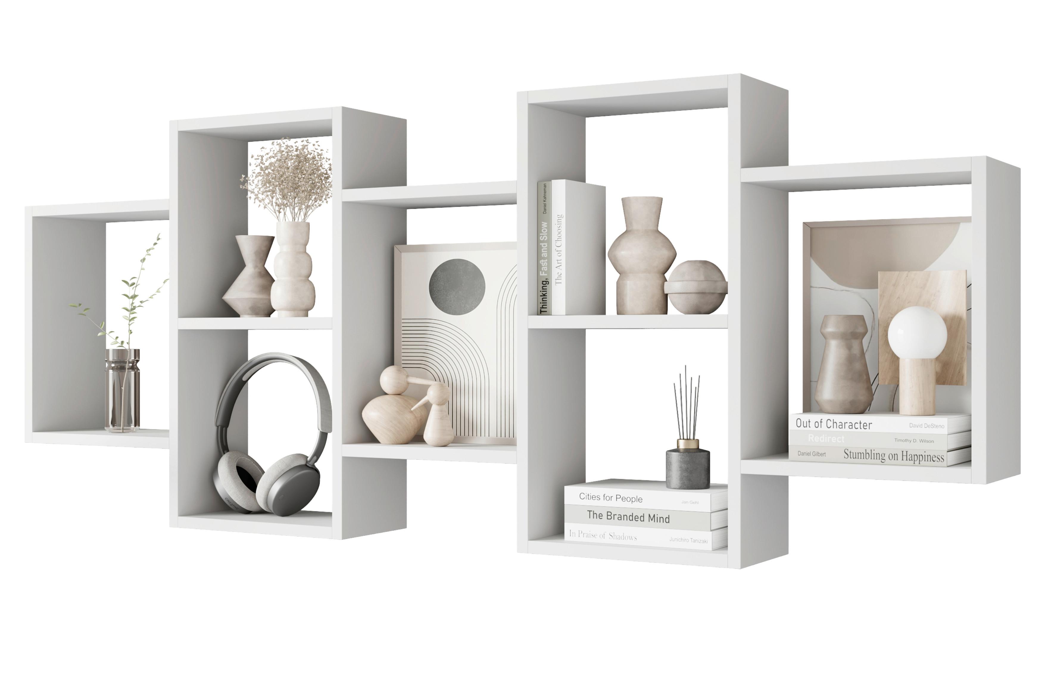 Wandregal Trio Weiß B: 160,8cm - Weiß, Basics, Holzwerkstoff (160,8/65/18cm)