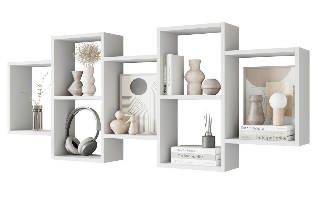 Wandregal Trio Weiß B: 160,8cm - Weiß, Basics, Holzwerkstoff (160,8/65/18cm)