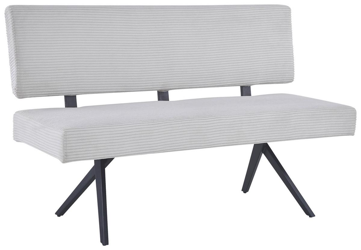 Sitzbank Chios Mit Lehne Cord Beige, B: 140 Cm - Beige/Schwarz, KONVENTIONELL, Textil/Metall (140/90/62cm) - MID.YOU