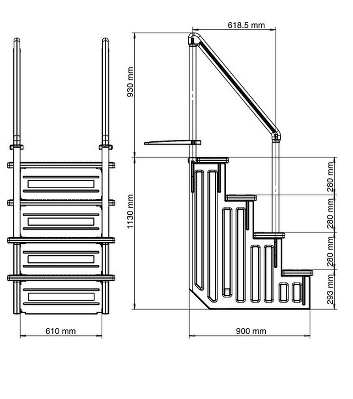 Poolleiter Leiter - Weiß, KONVENTIONELL, Kunststoff (92/206/80cm) - Gre