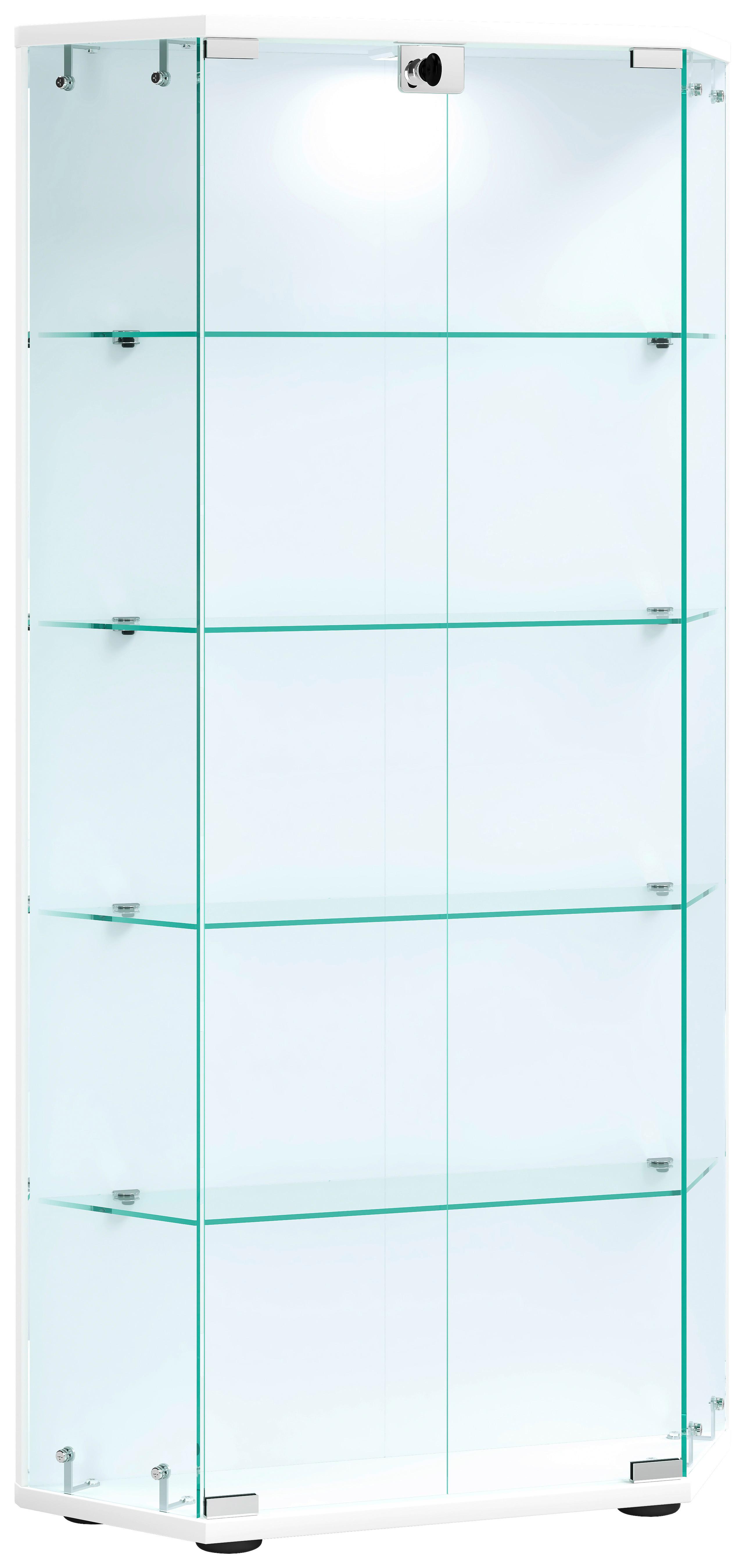 VITRINE Cenila Weiß B: 83 cm - Transparent/Schwarz, Design, Glas/Holzwerkstoff (83/114/17cm) - MID.YOU