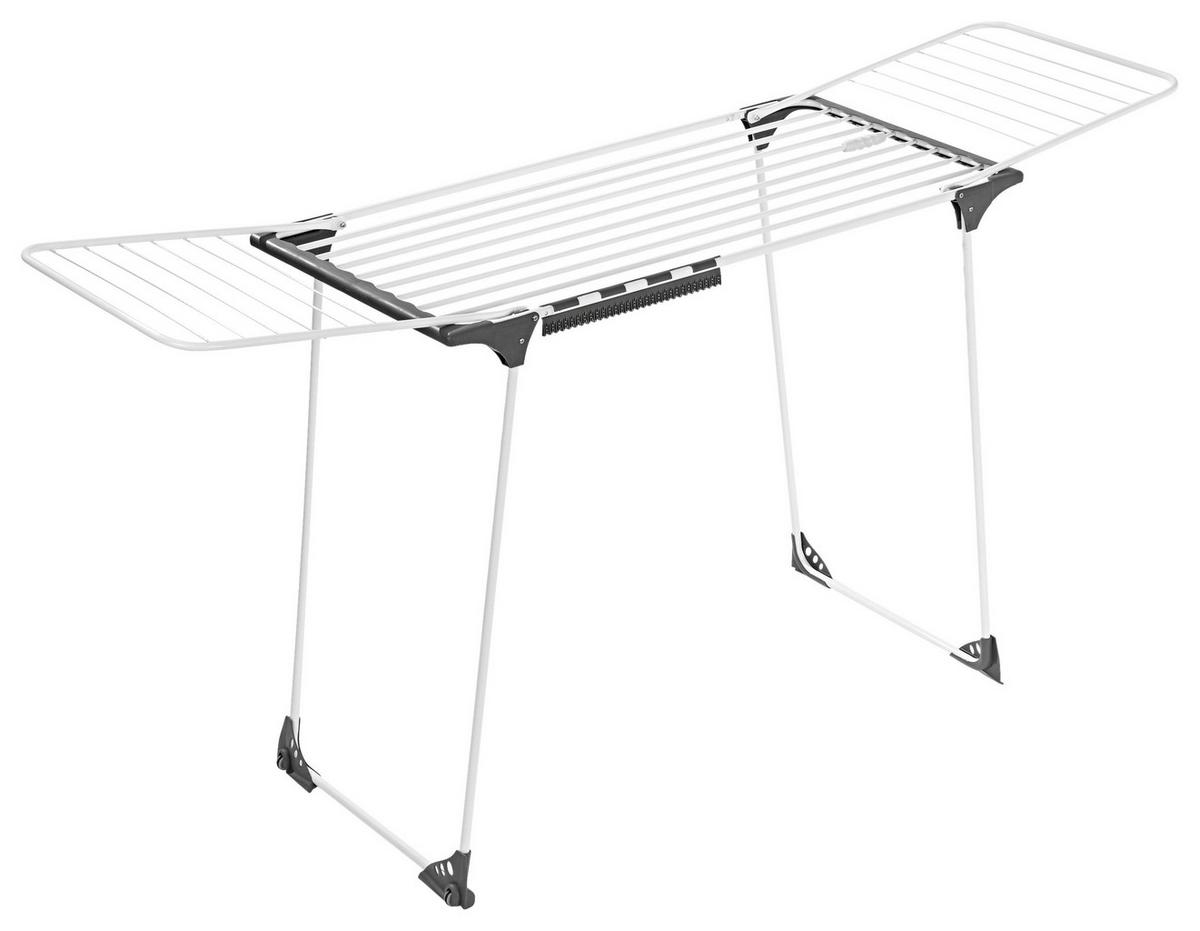 Wäscheständer Easymaxx, Grau, Weiß, Lxbxh: 258x56x100 Cm - Weiß/Grau, Basics, Kunststoff/Metall (258/56/100cm)