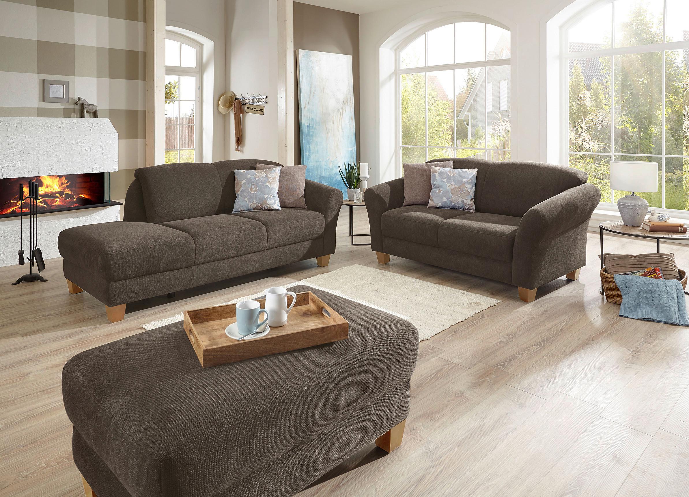 Récamiere Gotland V Dunkelbraun B: 194cm - Dunkelbraun/Naturfarben, KONVENTIONELL, Textil (194/84/91cm) - Sit & More