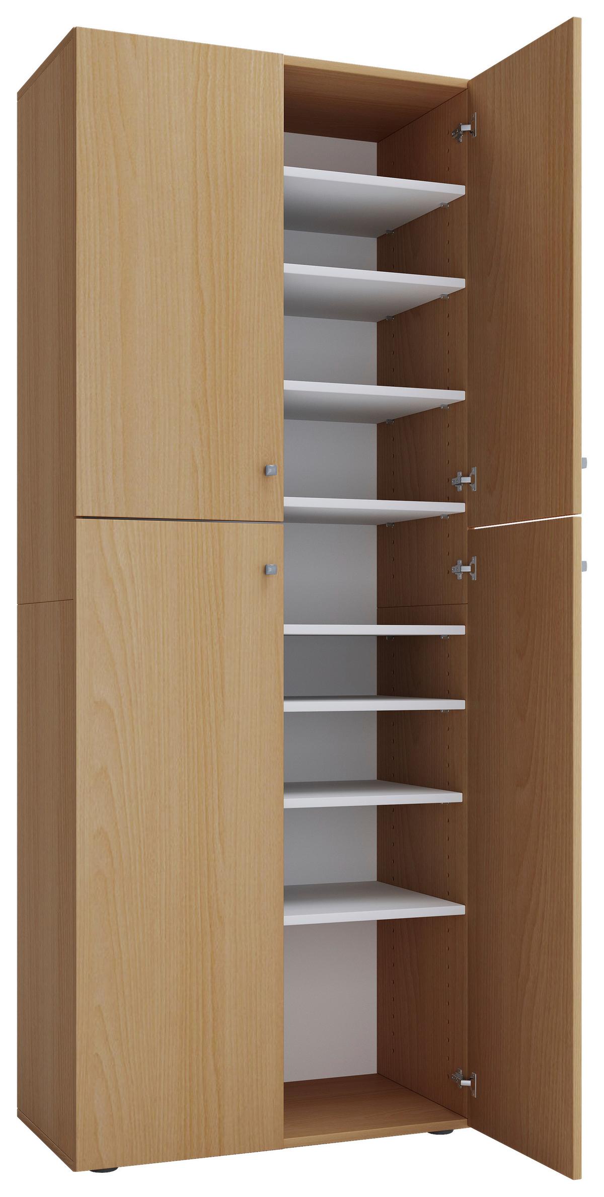 Skřín na boty LONA XXL š: 70cm buk - černá/barvy stříbra, Konvenční, kompozitní dřevo/plast (70/182/37cm) - MID.YOU