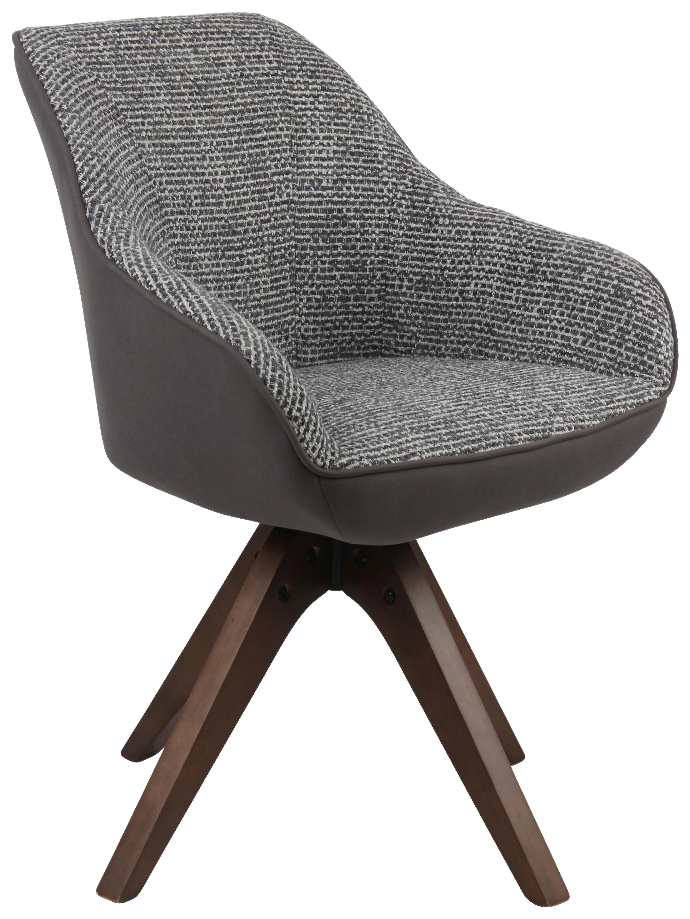 Armlehnstuhl Visby Dunkelgrau B: 58 cm - Dunkelgrau/Eichefarben, MODERN, Holz/Textil (58/84/55cm) - Livetastic
