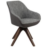 Armlehnstuhl Visby Dunkelgrau B: 58 cm - Dunkelgrau/Eichefarben, MODERN, Holz/Textil (58/84/55cm) - Livetastic
