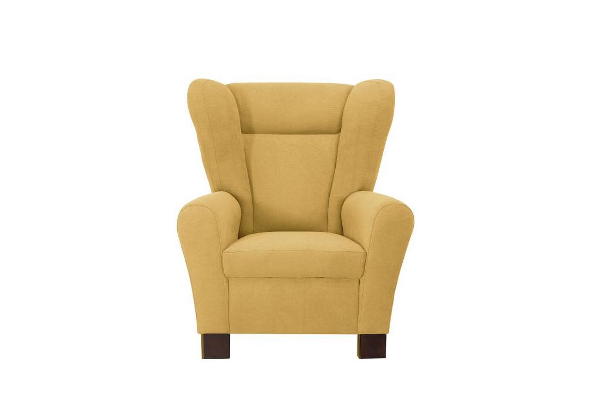 Křeslo ušák CHANDLER, tmavě žlutá - tmavě žlutá/hnědá, Design, dřevo/kompozitní dřevo (95/109/97cm) - Ondega