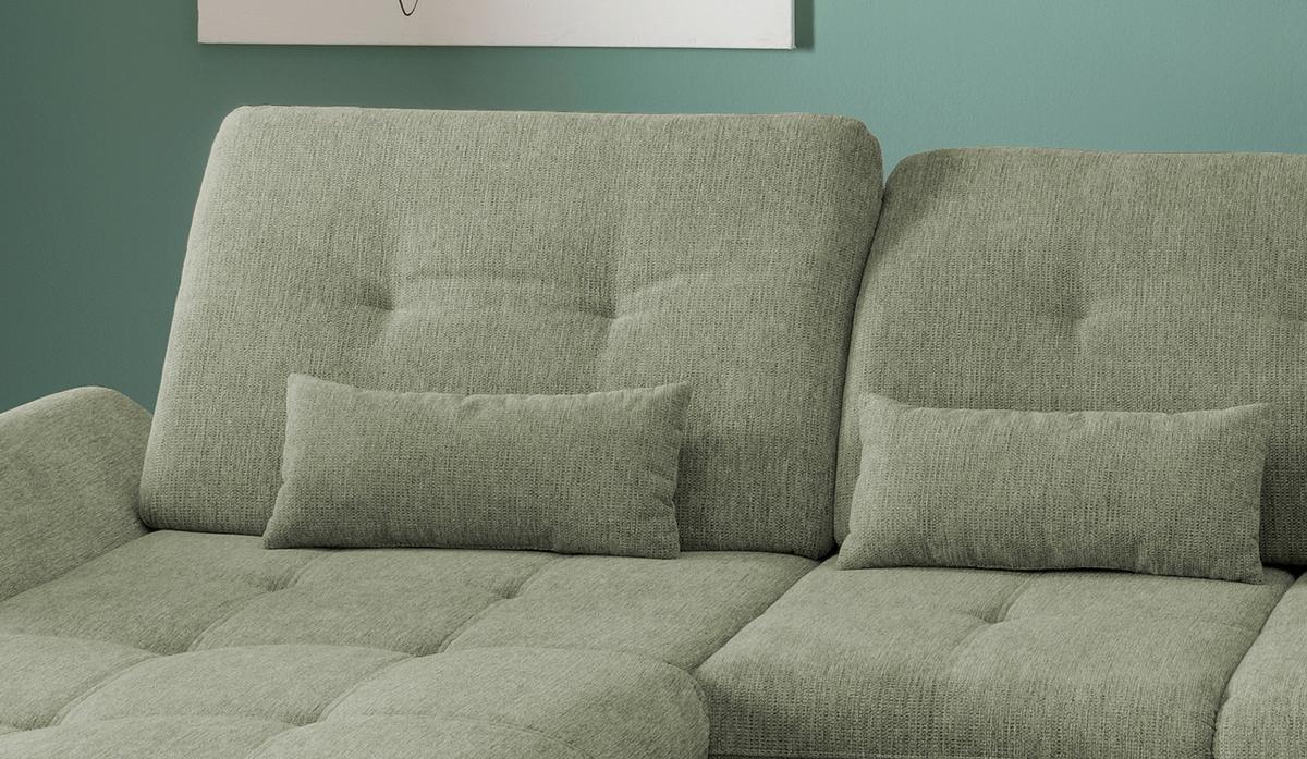 Wohnlandschaft Dalida Mit Schlaffunktion Grün Chenille - Chromfarben/Grün, Design, Textil (195/376/254cm) - Livetastic