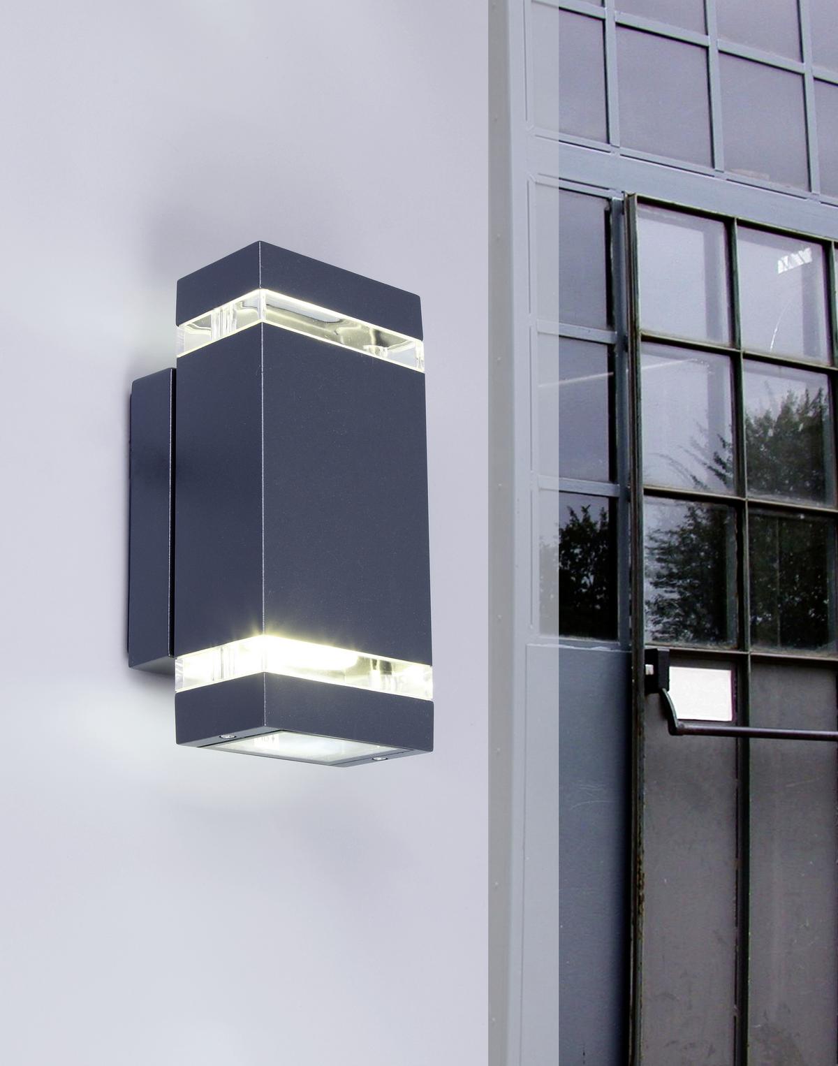 Led Wandleuchte Focus Glas/Aluminium - Klar/Anthrazit, Design, Glas/Metall (23,5cm)