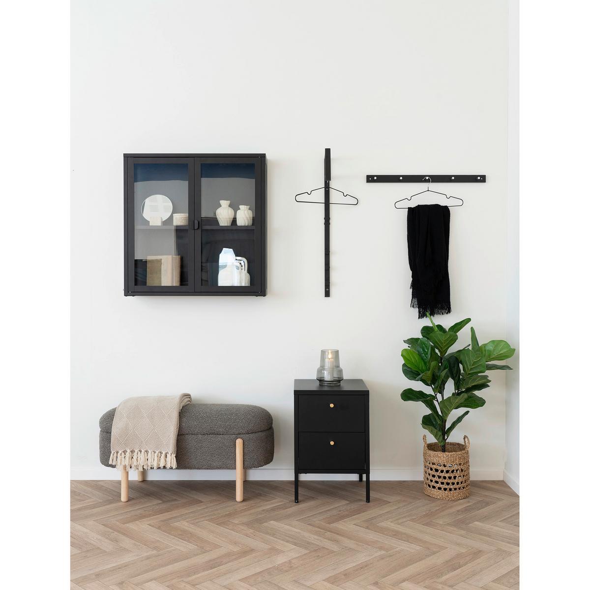 Hängevitrine Brisbane Schwarz, B/h/t: 80x80x18cm - Basics (80/80/18cm)