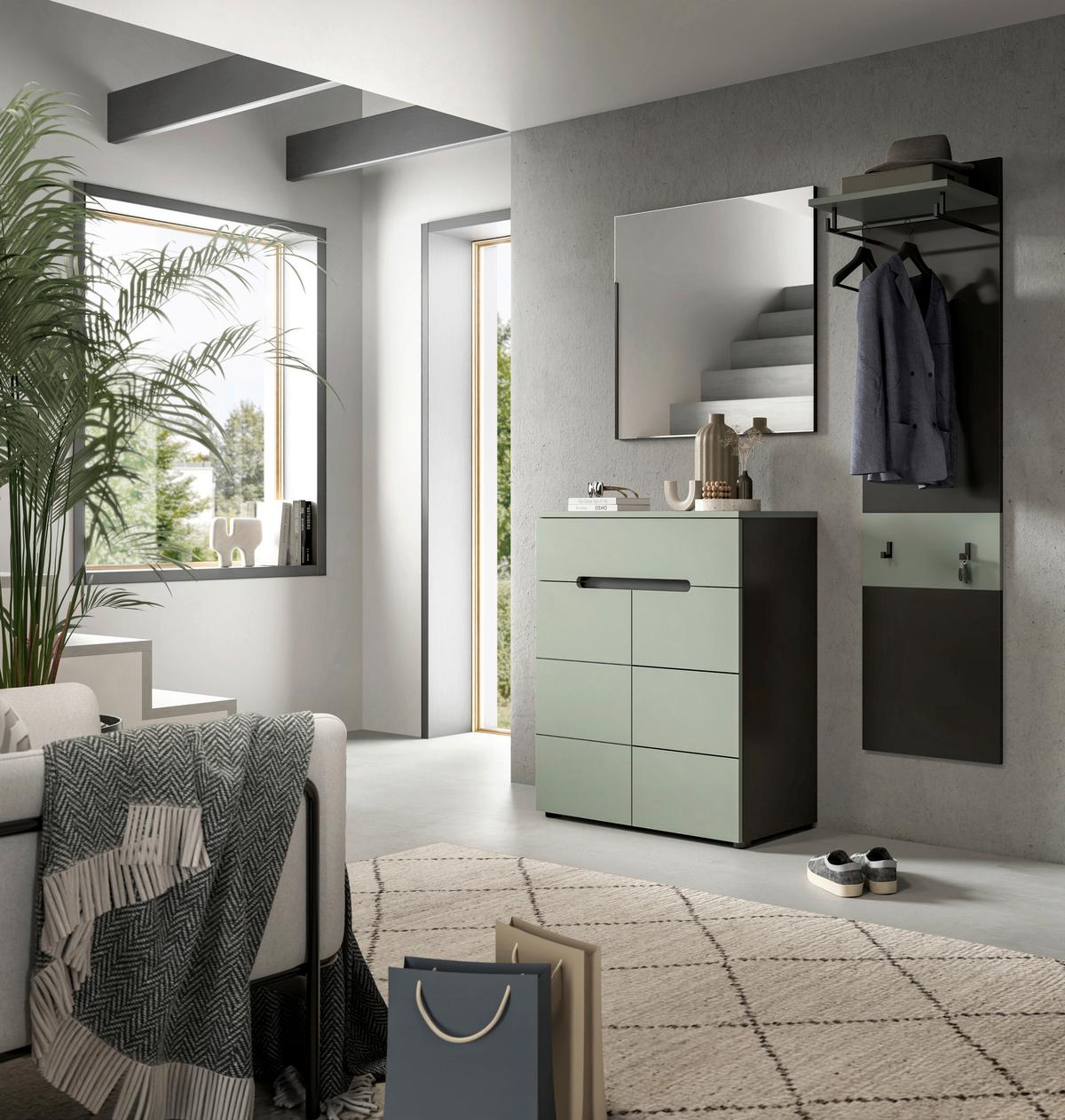 Garderobenpaneel Canu Grau/grün B: 45 Cm - Design, Holzwerkstoff (45/165/29cm) - Livetastic