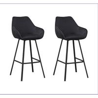 Barhocker-Set Casper Schwarz B: 55 cm - Schwarz, MODERN, Textil/Metall (55/109/57cm) - MID.YOU