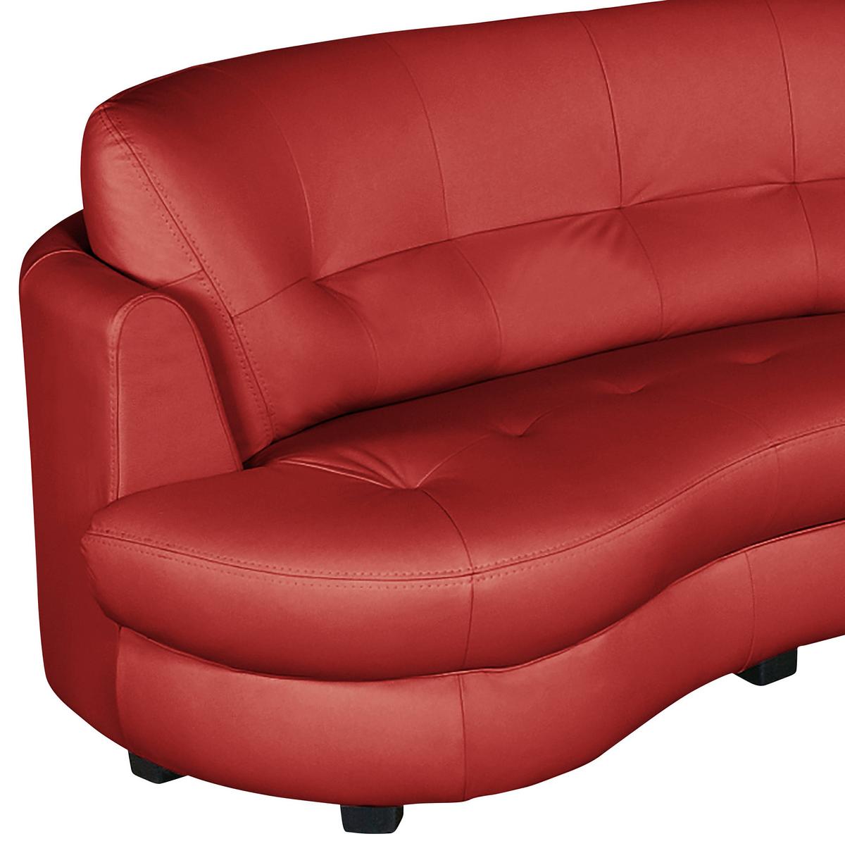 Ecksofa Bretania, Rot S: 300x113 Cm - Rot/Schwarz, Design, Leder/Textil (300/113cm) - Livetastic