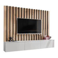 Obývací stěna VERTI II světle šedá - světle šedá/dub artisan, Moderní, kompozitní dřevo/plast (180/148/35cm) - Mömax