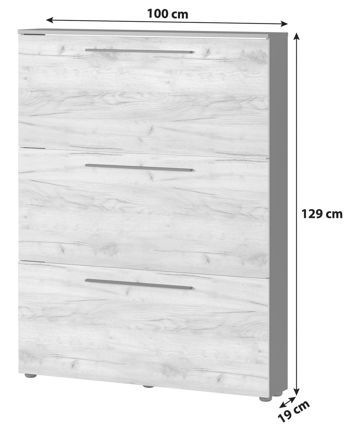 Schuhkipper Wildomar Eichefarben B: 100 Cm - Eichefarben/Graphitfarben, MODERN, Holzwerkstoff (100/129/19cm) - Germania