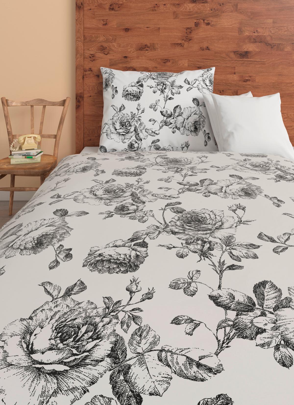 Bettwäsche Rose - Schwarz, ROMANTIK / LANDHAUS, Textil - James Wood