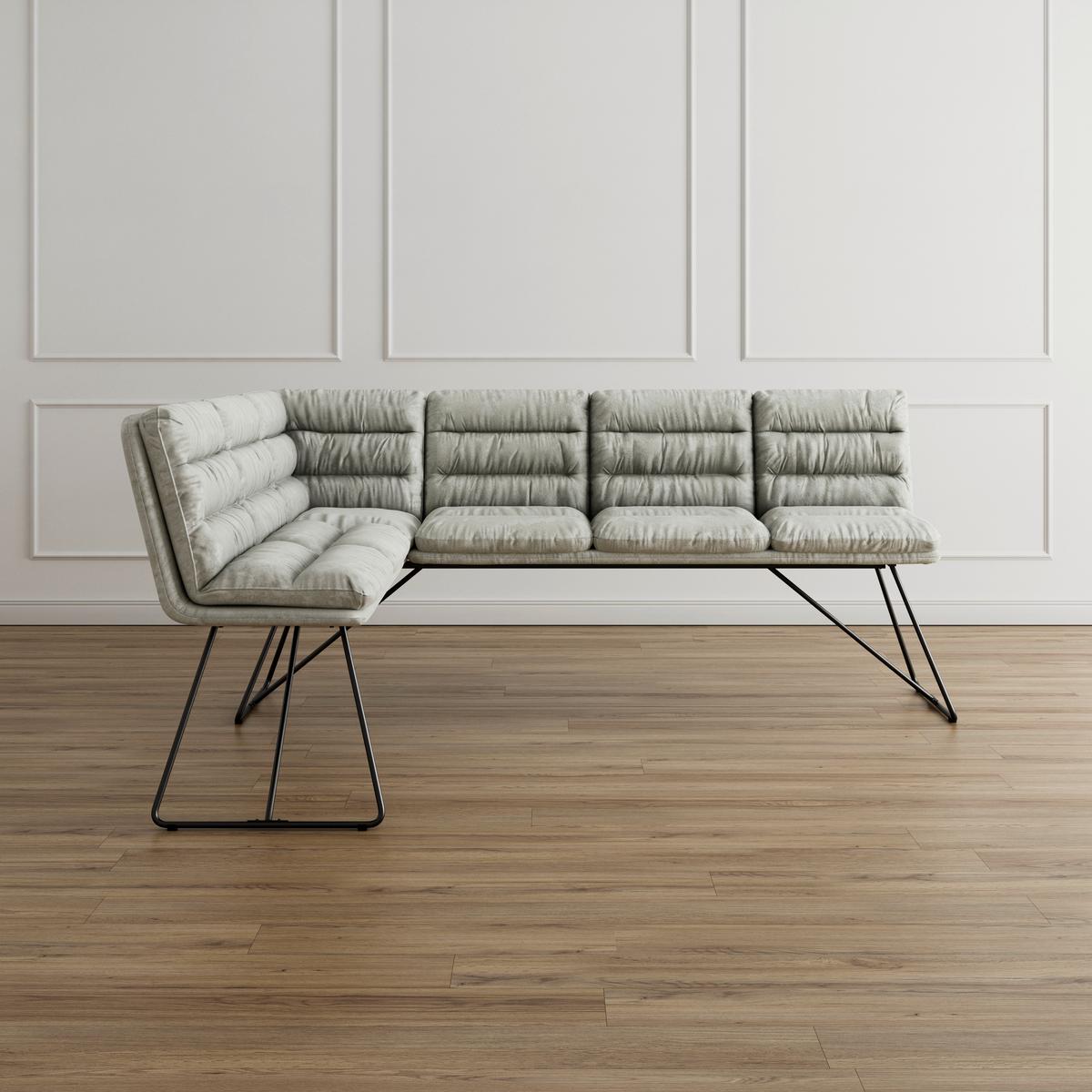 ROHOVÁ LAVICA KONA - čierna/svetlosivá, Modern, kov/drevo (135/180cm) - Bessagi Home