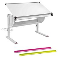 Jugendschreibtisch Neigbar B: 118 Cm H: 63 Cm Matts, Weiß - Pink/Weiß, MODERN, Holzwerkstoff/Metall (118/73/63cm) - MID.YOU