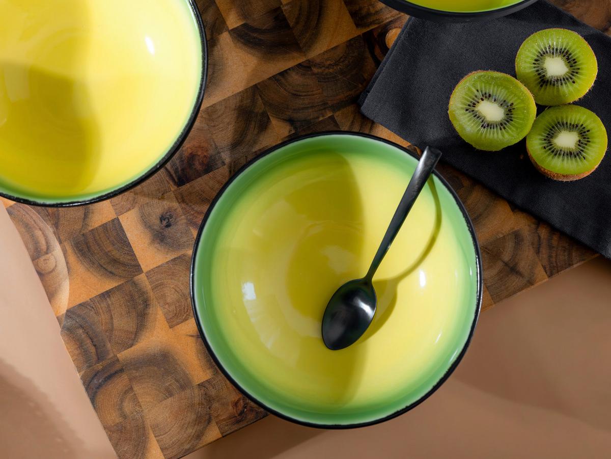 SCHÜSSELSET 24928 HOT GREEN SMOOTHIE BOWL - Hellgelb/Schwarz, Basics, Keramik (16,5/6cm) - Creatable