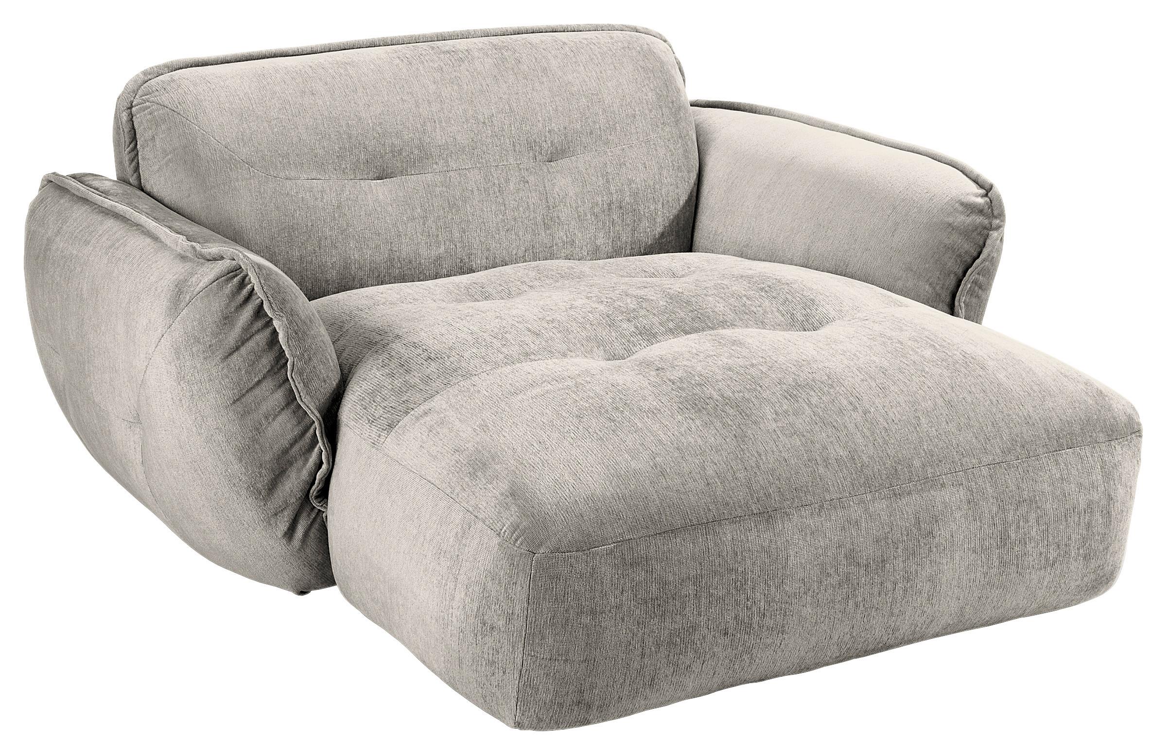 XXL-Sessel Fluffy, Silberfarben B: 182 cm - Silberfarben/Schwarz, MODERN, Textil (182/87/184cm) - Trendmanufaktur