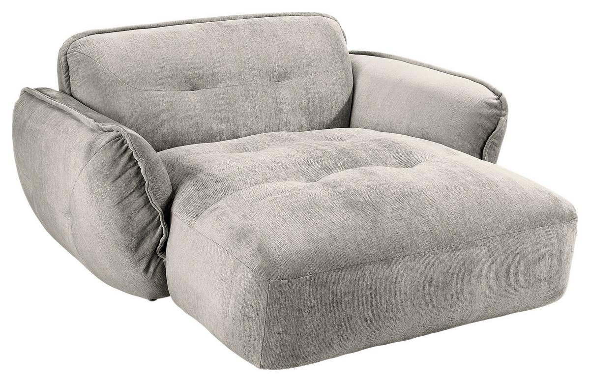 XXL-Sessel Fluffy, Silberfarben B: 182 cm - Silberfarben/Schwarz, MODERN, Textil (182/87/184cm) - Trendmanufaktur