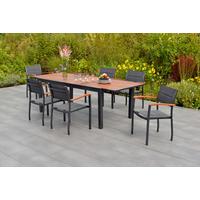 Gartentisch ausziehbar Paxos Akazienholz/Metall L 180-240cm - Graphitfarben/Naturfarben, MODERN, Holz/Metall (180-240/100/75cm) - Gardenson