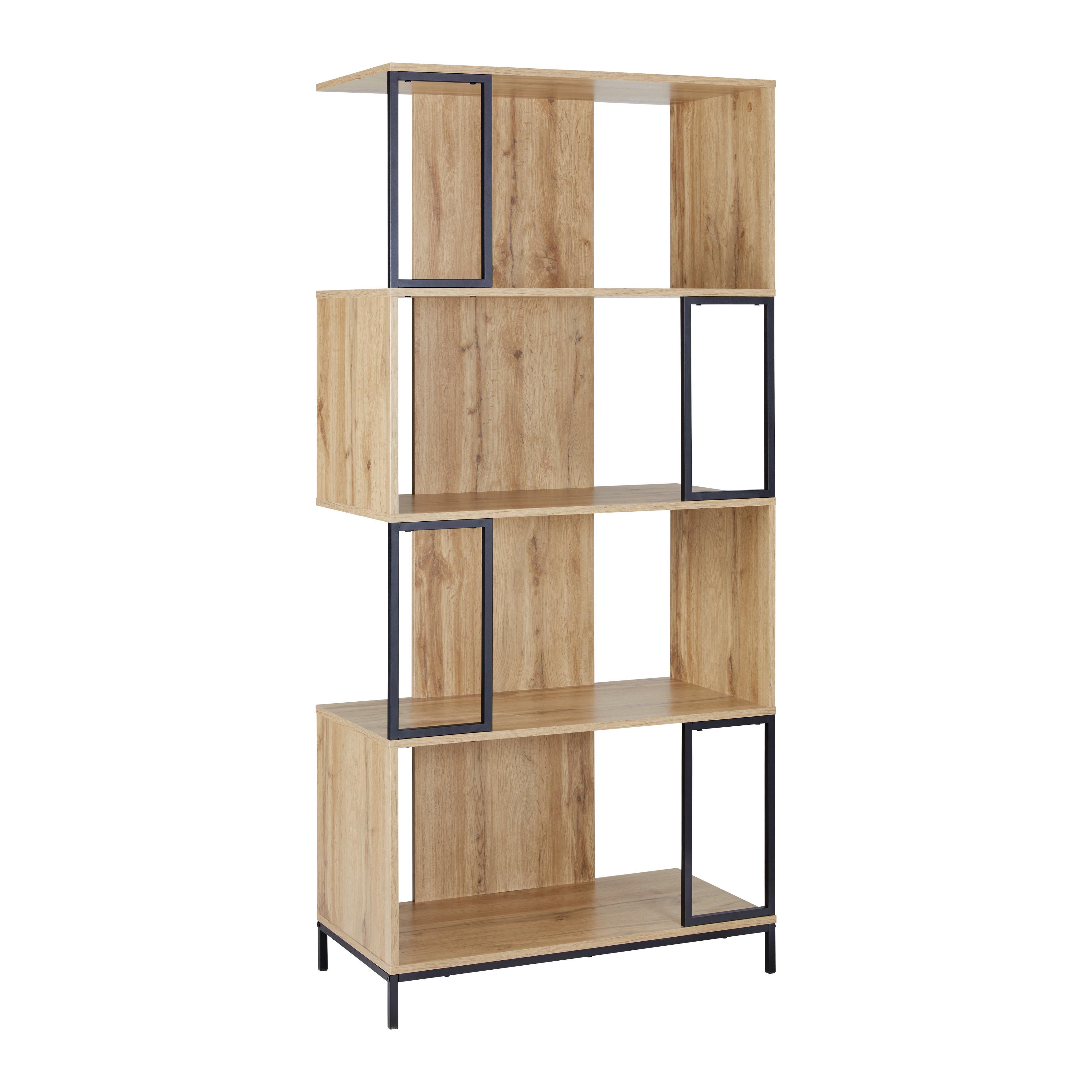 Regal GENY - černá/barvy dubu, Moderní, kov (80/178/40cm) - Bessagi Home