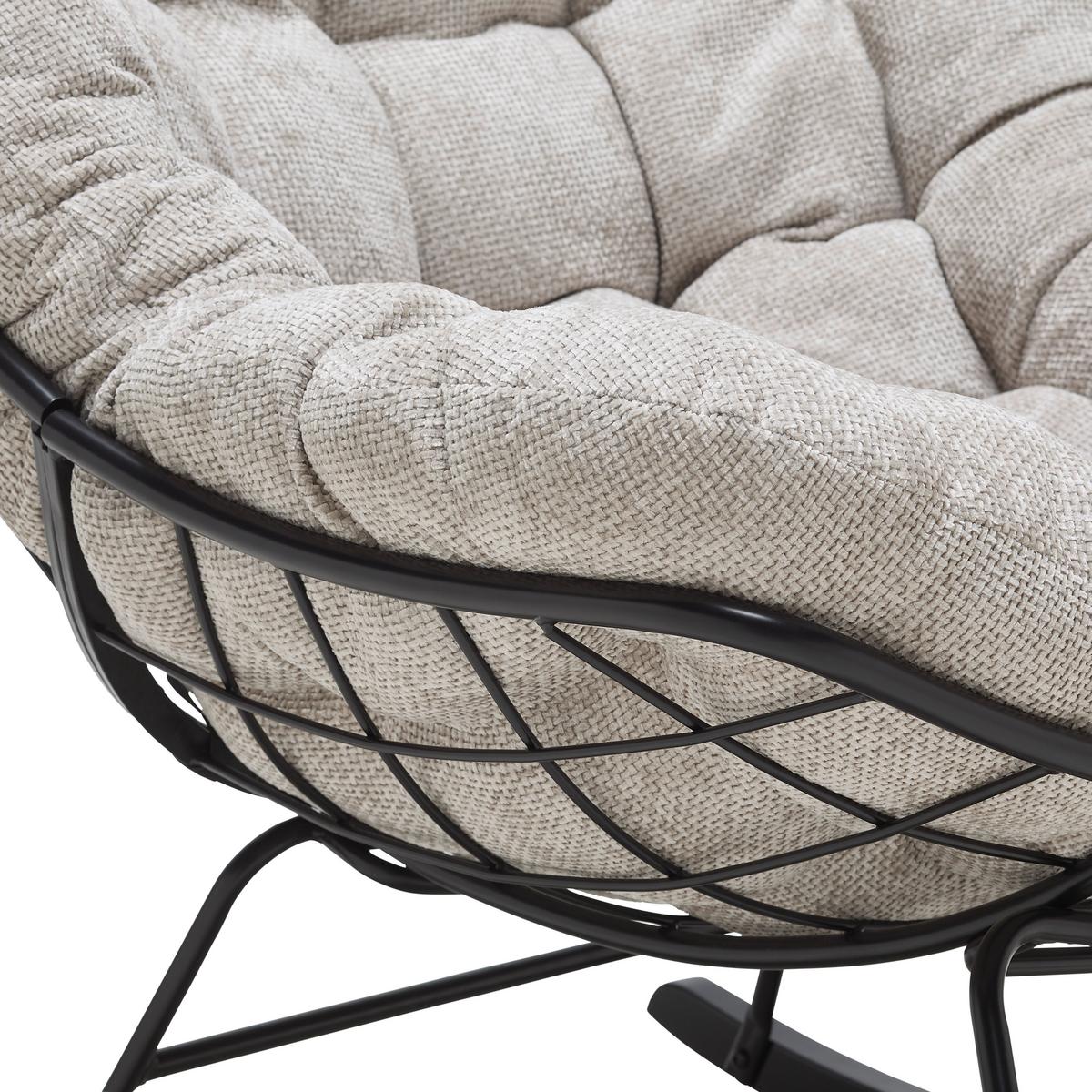 Houpací křeslo CLOUD, krémová žinylka, max. 140 kg - černá/krémová, Moderní, kov/dřevo (96/88/103cm) - Mömax