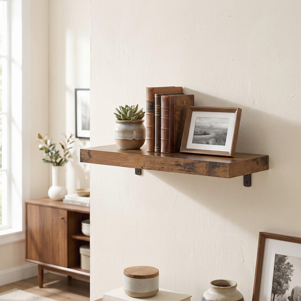 WANDREGAL Iron B: 40 cm Braun - Schwarz/Braun, Basics, Holzwerkstoff (40/3,8/20cm) - Boxxx