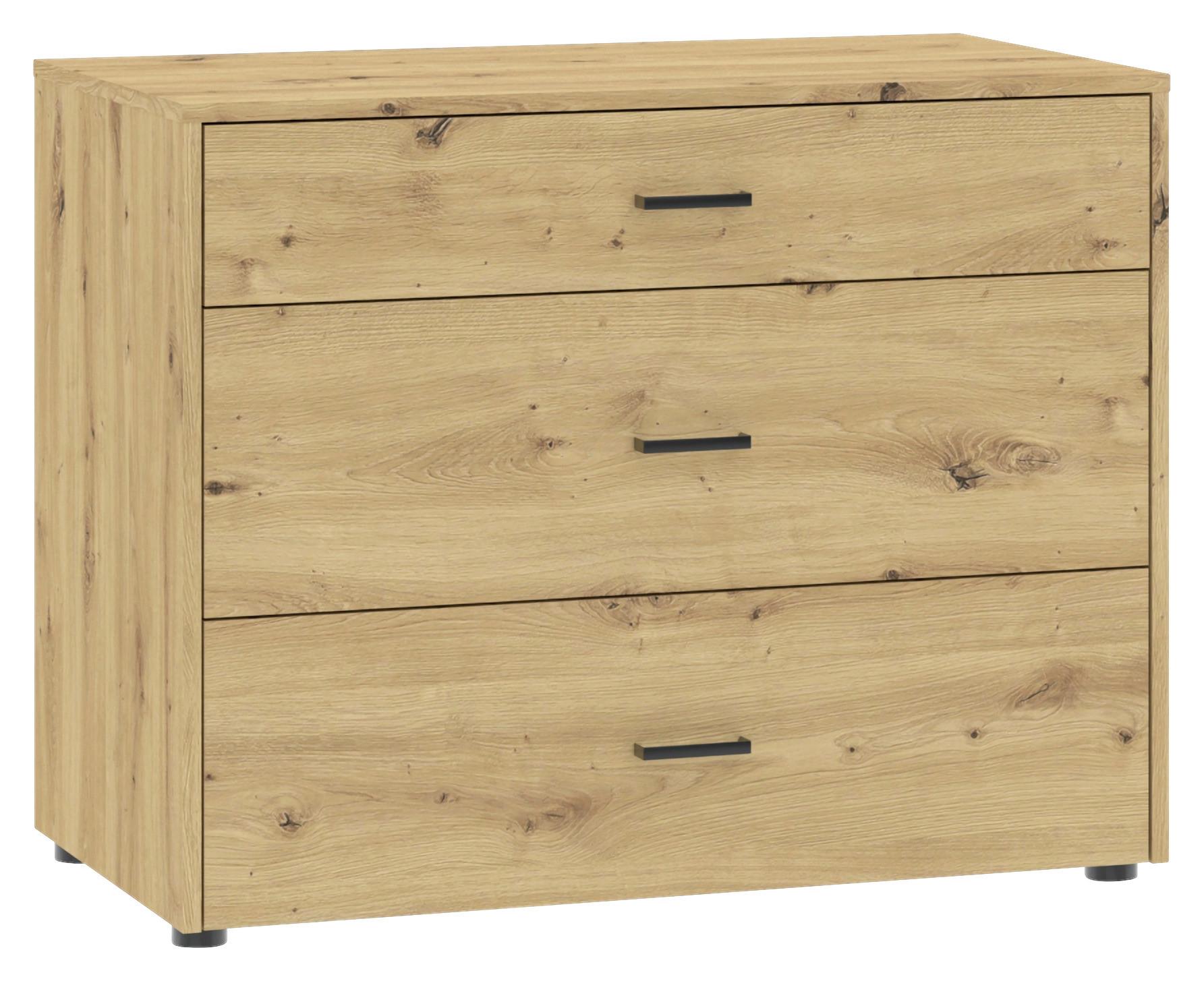 Unterbauschrank Kivo Eiche Artisan Dekor, B: 90 cm - Weiß/Eiche Artisan, Basics, Holzwerkstoff (90/69,8/52,1cm)