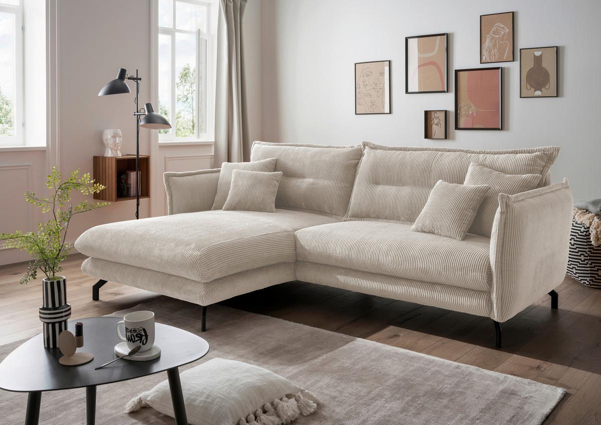 Ecksofa Lava Beige S: 180/255 Cm - Beige/Schwarz, MODERN, Textil (180/255cm) - Livetastic
