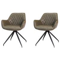 Armlehnstuhl-Set Gabi Dunklegrün - Dunkelgrün/Schwarz, KONVENTIONELL, Textil/Metall (62/82/61cm) - MID.YOU