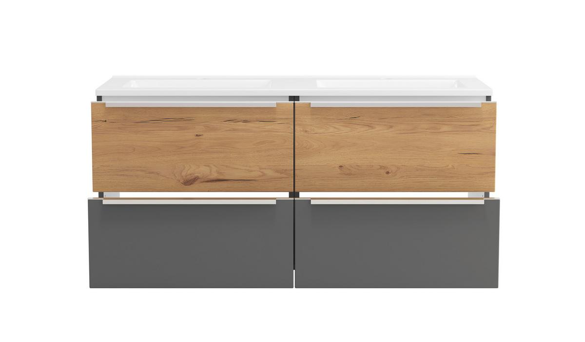 WASCHTISCHKOMBI Verona Grau/Wildeiche B: 120cm - Wildeiche/Weiß, Trend, Holzwerkstoff/Stein (120/54/47cm) - Held