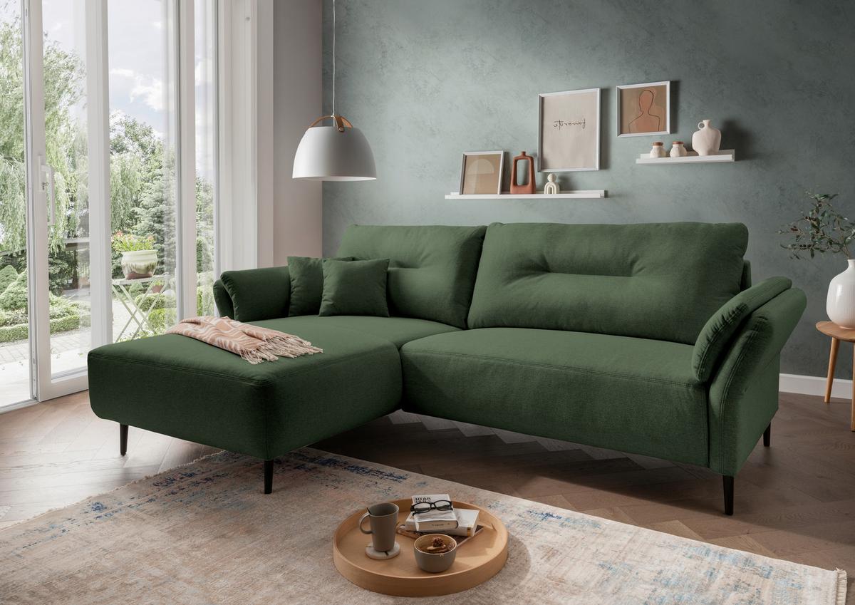 Ecksofa Piatelli Waldgrün S: 269x172 cm - Waldgrün/Schwarz, MODERN, Textil (269/96cm) - MID.YOU