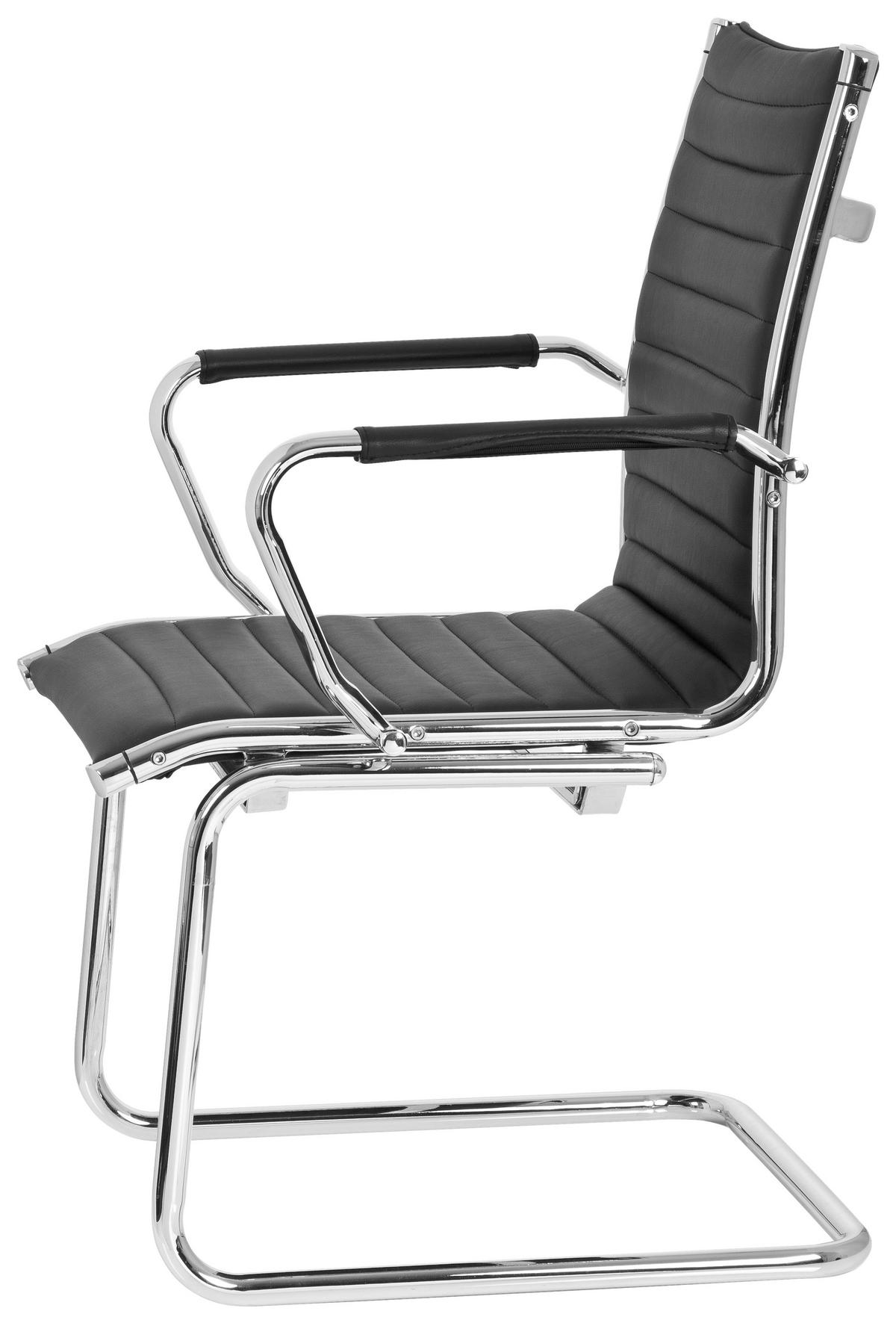 Besucherstuhl Vermona Schwarz Bis 110 Kg - Silberfarben/Schwarz, Basics, Textil/Metall (54/90/50cm) - MID.YOU