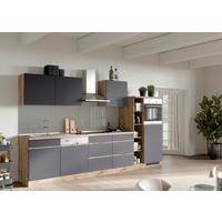 Küchenzeile Turin mit Geräten B: 330cm Grau/Wotaneiche Dekor - Eiche Wotan/Grau, Design, Holzwerkstoff (330cm) - Held