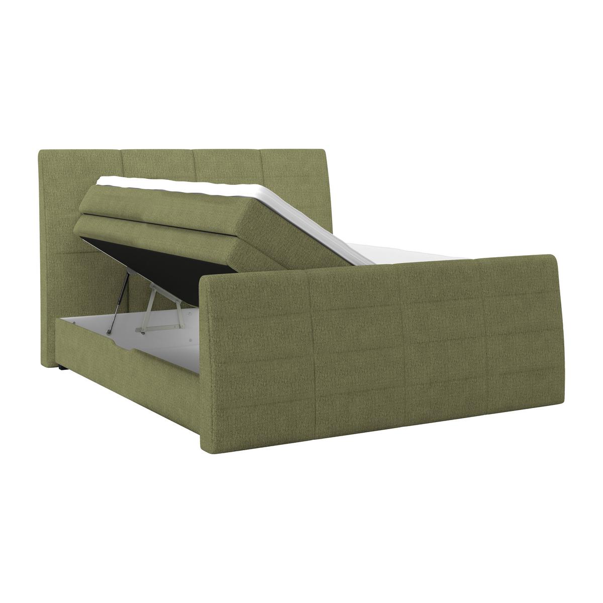 Boxspringbett Libra - Schwarz/Grün, KONVENTIONELL, Textil (160/200cm)