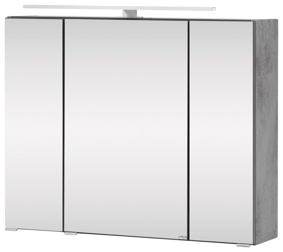 Bademöbel-Set Stockholm B: 110 cm Weiß/Grau - Weiß/Grau, KONVENTIONELL, Glas/Holzwerkstoff (110cm) - Held