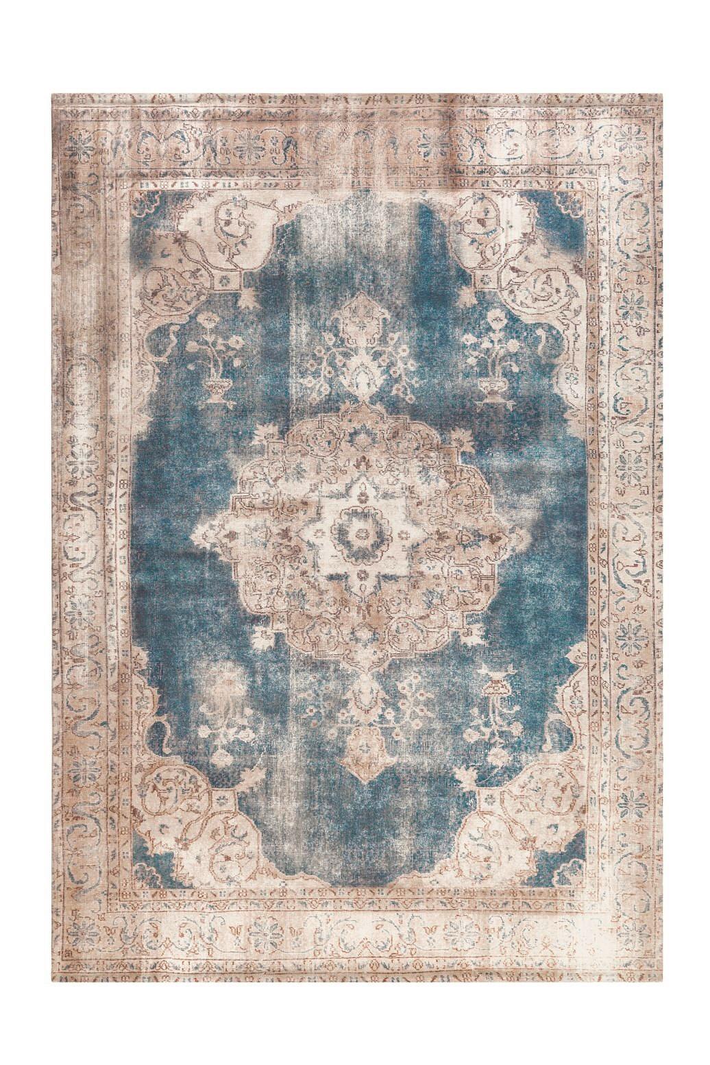 Flachwebteppich Blau, Creme Vintage 8400, BxL: 140x200 cm
