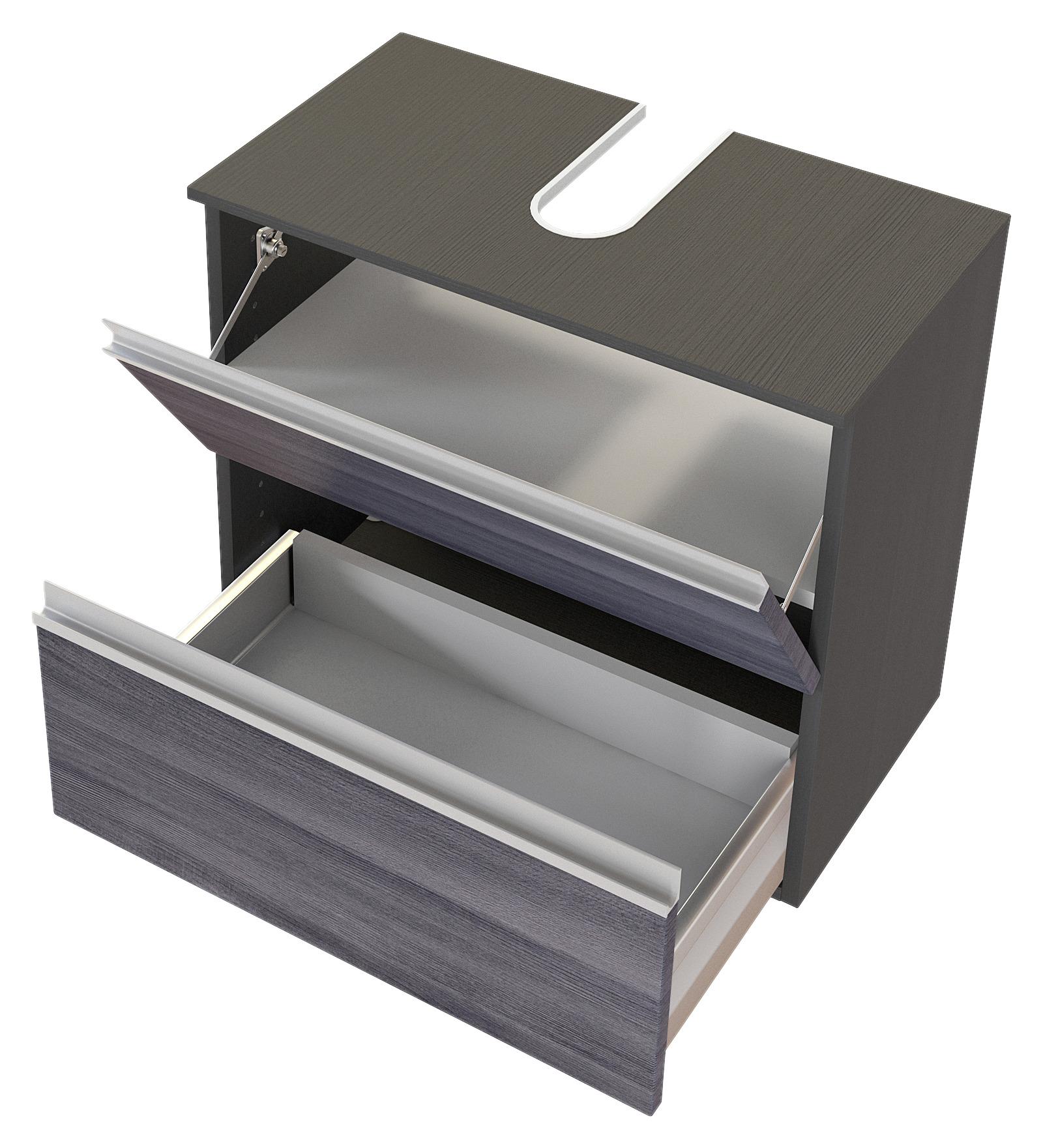 MID.YOU Waschbeckenunterschrank Arezzo B: 60 cm Silbereiche Dekor